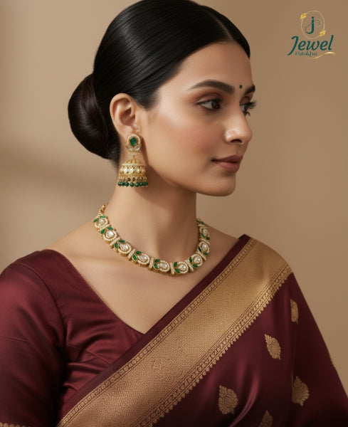 Emerald Grace Kundan Necklace Set