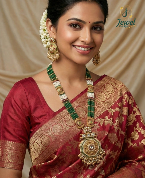 Emerald Riwaayat Kundan Pearl Necklace Set