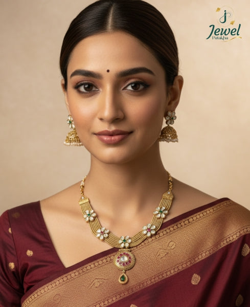 Gulnaar Floral Kundan Necklace Set