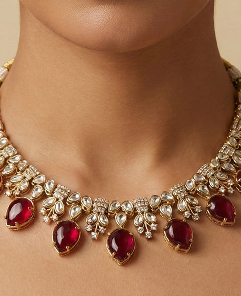 Ruby Bloom Necklace Set
