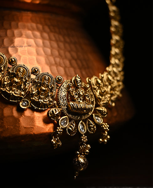 Antique Temple Lakshmi Gold Necklace