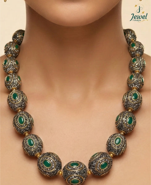 Emerald Aura Beaded Necklace