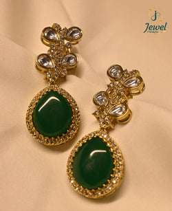 Emerald Grace Kundan Drop Earrings