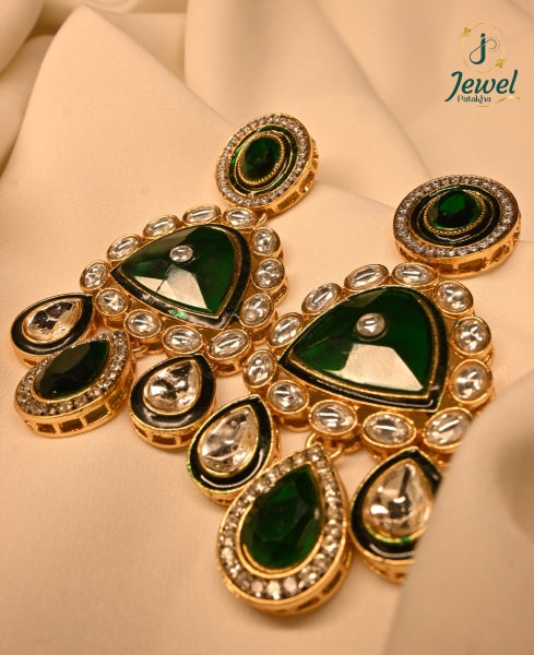 Emerald Noor Kundan Drop Earrings