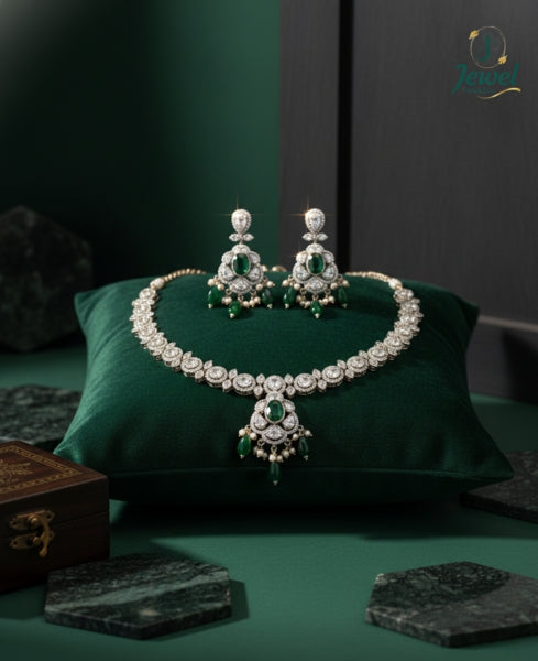 Emerald Radiance Diamond-Finish Necklace Set