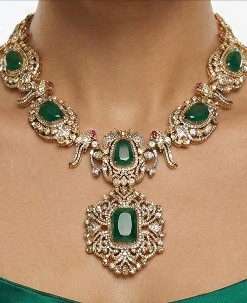 Emerald Heirloom Kundan Necklace Set