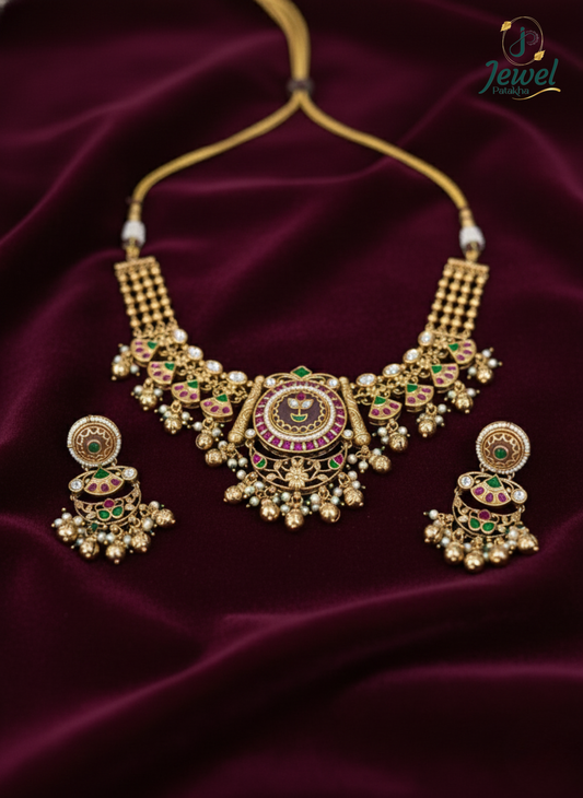 Rajkumari Peacock Kundan Necklace Set