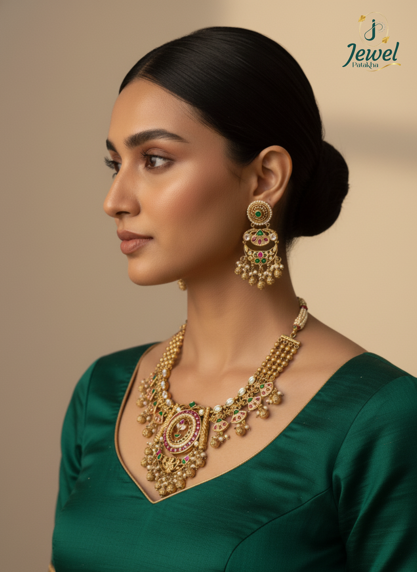 Rajkumari Peacock Kundan Necklace Set