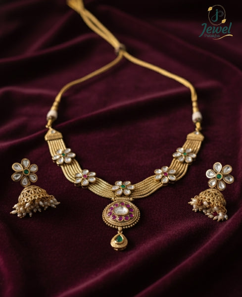 Gulnaar Floral Kundan Necklace Set