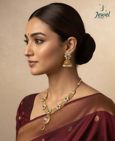 Gulnaar Floral Kundan Necklace Set