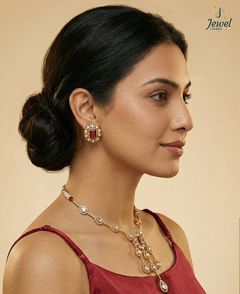 Heritage Polki Ruby Drop Necklace Set