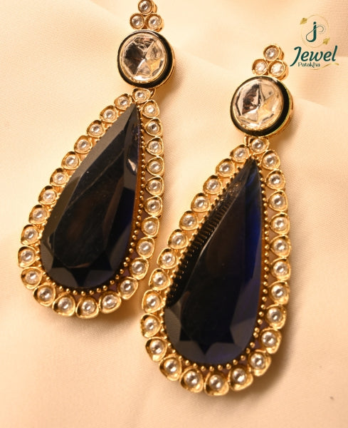 Midnight Kundan Teardrop Earrings
