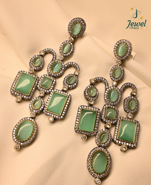 Mint Aura Victorian Drop Earrings