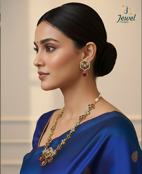 Navratna Ruby Bloom Necklace