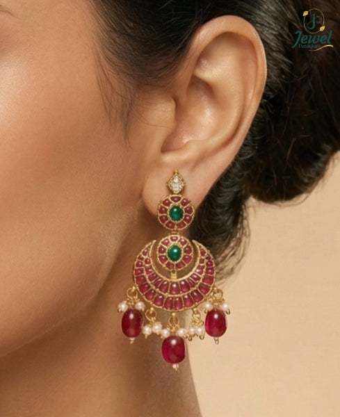Rajkumari Ruby Peacock Necklace Set