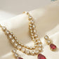 Royal Polki Teardrop Necklace Set with Ruby Drops