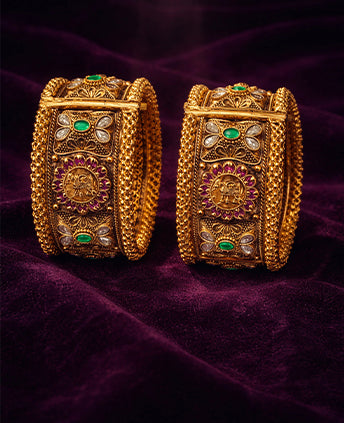 Royal Emerald Ruby Polki Bangles