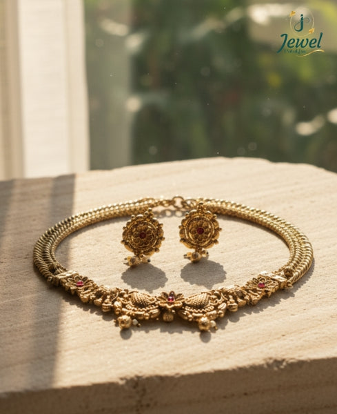 Virasat Ruby Gold Necklace Set
