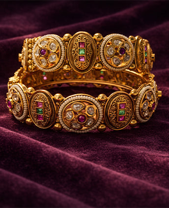 Royal Kundan Heritage Bangles Set